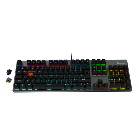 MeeTion MK007 Pro Hot Swap Mechanical Gaming RGB Keyboard, Blue Switch – Arabic/English Meetion