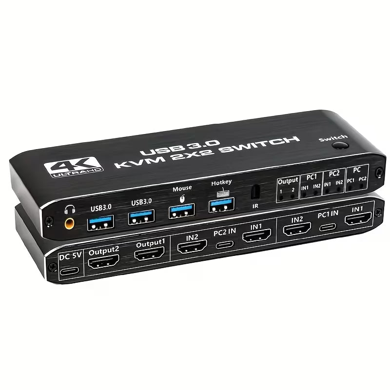 2x2 HDTV 2.0 KVM Switch with USB 3.0 ColorWaves