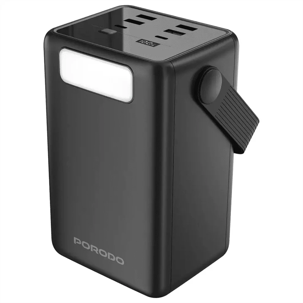 80000mAh Lara Power Bank Built-in Cables Porodo Fast Charge - Black Porodo