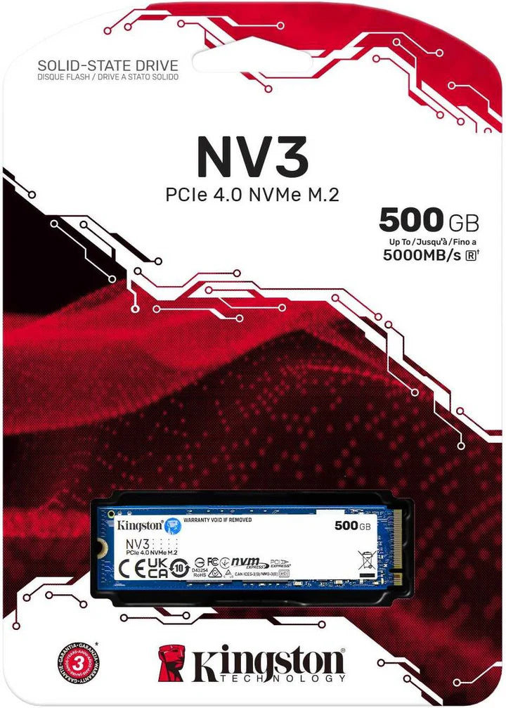 Kingston NV3 500GB NVMe SSD Gen4 Upto 5000Mb/s-SNV3S/500G Kingston
