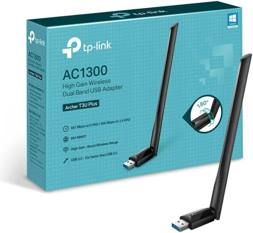 Archer T3U Plus AC1300 High Gain Wireless Dual Band USB Adapter TP-Link