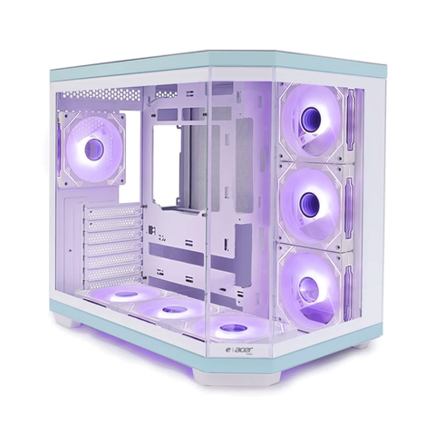 Acer V950 Mid Tower Two Panel Front & Left Side Tempered Glass Case with 7 RGB Fans - White ColorWaves