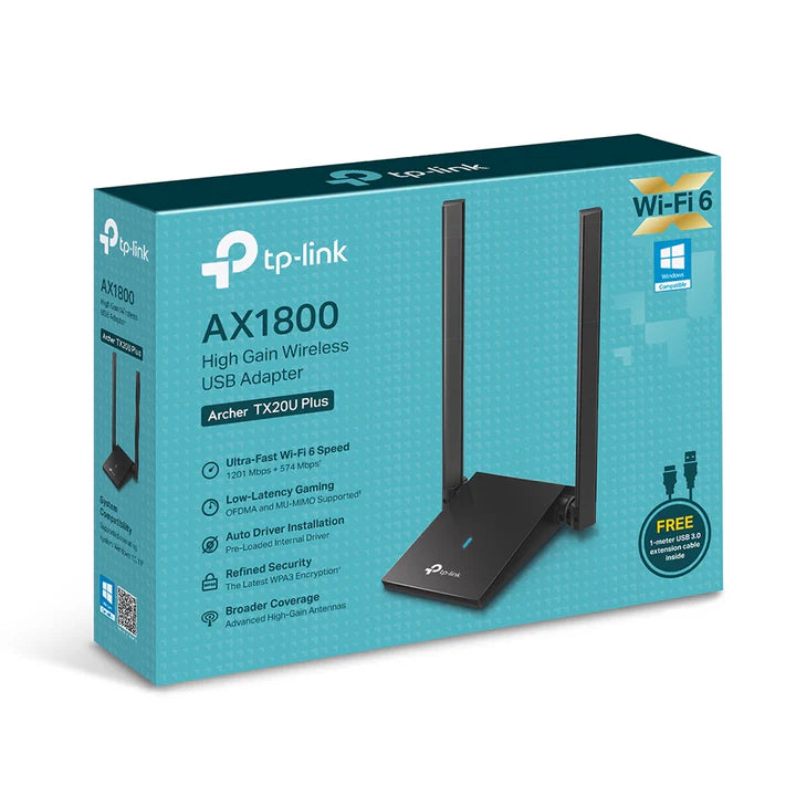 TPLink AX1800 Dual Antennas High Gain Wireless USB Adapter (Archer TX20U Plus) TP-Link