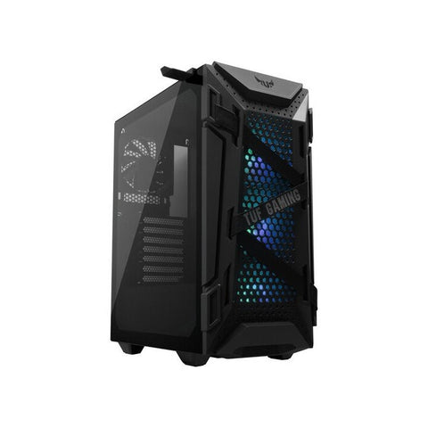 Asus TUF Gaming GT301 Mid-Tower Tempered Glass Side Panel Case with HoneyComb Front Panel & 3 ARGB Fans + 1 Rear Fan - Black ColorWaves