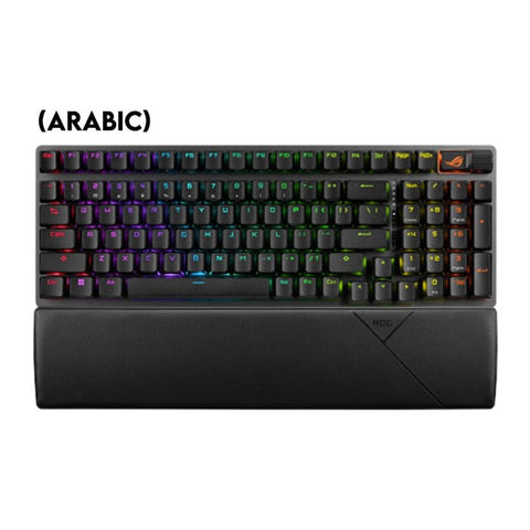 Asus X901 ROG Strix Scope II 96 Wireless Mechanical Gaming KeyBoard NX Snow Switch Refined Linear (Arabic) - Black ColorWaves