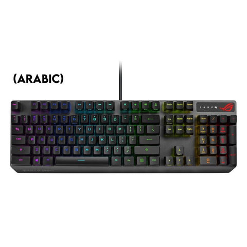 Asus XA05 ROG Strix Scope RX RED Optical Mechanical Switch RGB Wired Gaming Keyboard, Arabic, Black ColorWaves
