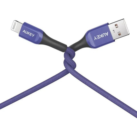 Aukey Cb-Akl1 Kevlar Core Lightning To Usb-A Cable (1.2M / 3.95Ft) - Blue ColorWaves