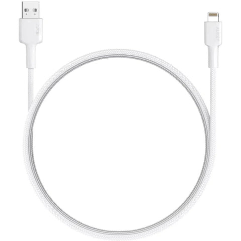Aukey Nylon Braided Usb A To Lightning Cable - White ColorWaves