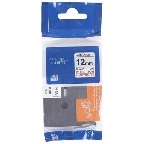 COMPATIBLE Brother Tape Black on White - 12 mm TZe-231 Brother