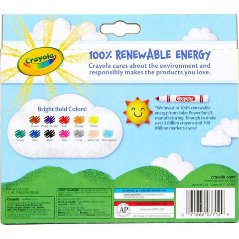 CRAYOLA 12 BOLD COLORED MARKERS ColorWaves