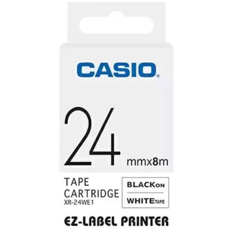 Casio EZ-Label Printer Tape Cartridge Black On White Tape 24mm x 8m (XR-24WE1) Casio