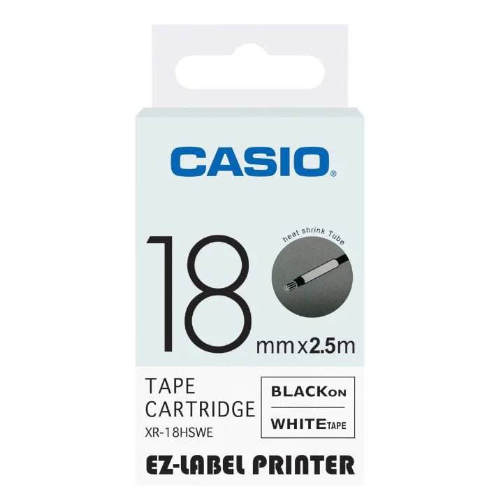 Casio XR-18HSWE Label Printer Tape (Heat Shrink Tube) Casio