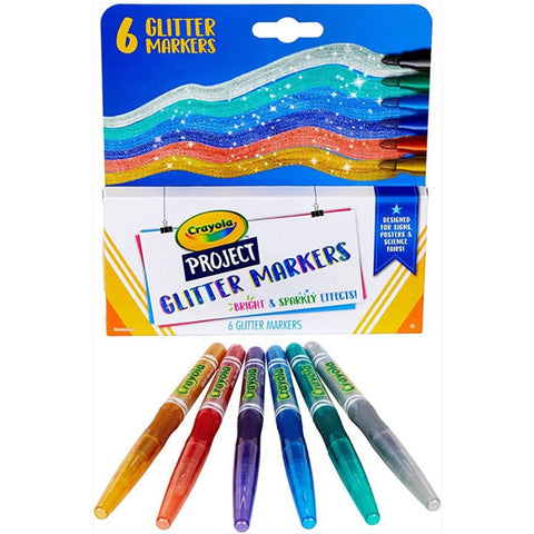 Crayola Glitter Markers 6 Colors ColorWaves