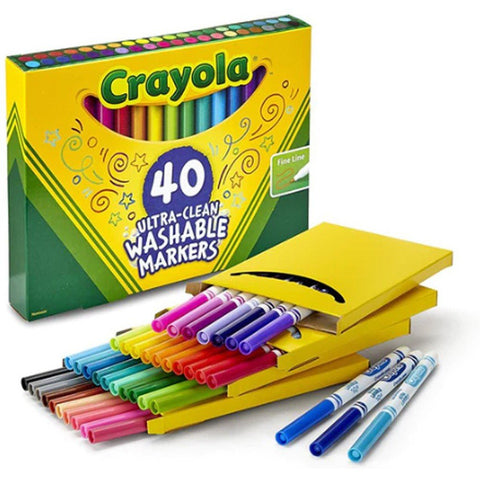 Crayola Ultra-Clean Washable Markers 40 Colors ColorWaves