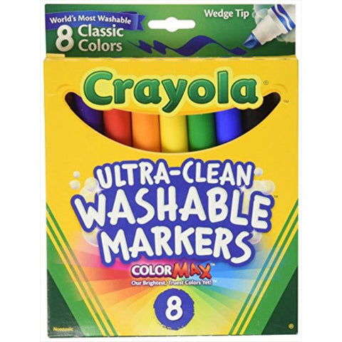 Crayola Ultra Clean Washable Markers 8 Colors Wedge Tip ColorWaves