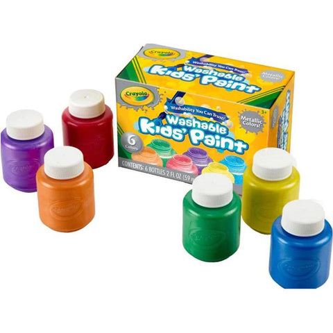 Crayola Washable Kids Paint 6 Metallic Colors ColorWaves