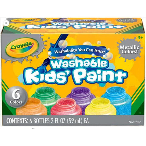 Crayola Washable Kids Paint 6 Metallic Colors ColorWaves