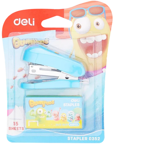 Deli Bumpeez Kids Stapler 15 Sheets 0352 ColorWaves