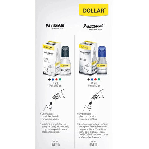 Dollar Marker Refill Ink Black Permanent ColorWaves