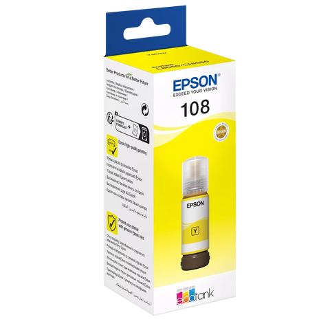 Epson 108 Yellow Ink Bottle – 7200 Pages/ 70 ml/ Yellow Color/ Ink Bottle Epson