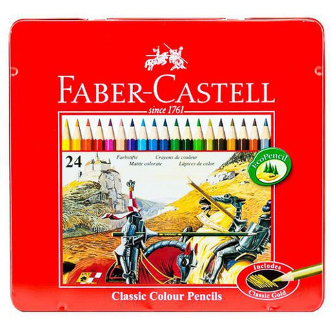 Faber Castell-Std Color Pencil 24 Colors (Flat Tin) ColorWaves