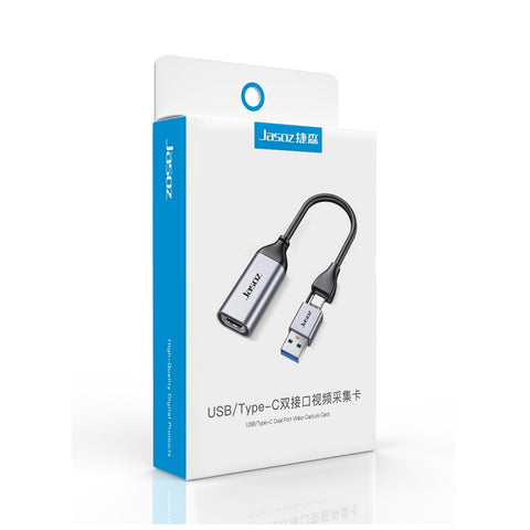 Jasoz G158 Video Capture Card USB-A/USB-C to HDMI Dual Port FHD Video Grabber Adapter Jasoz