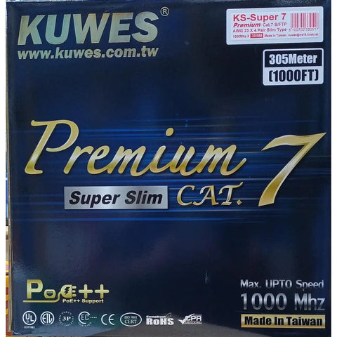 KUWES CAT7 SLIM PURPLE SFTP NETWORK CABLE 305MTR ROLL Kuwes