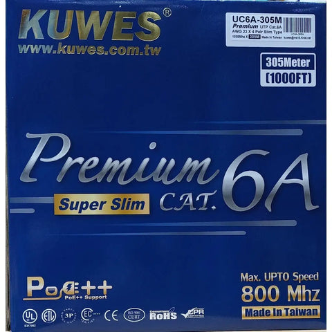 KUWES SLIM CAT6A UTP PURE PURPLE COPPER 305MTR Kuwes