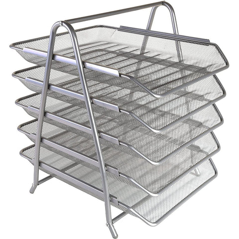 Letter Tray Metal 5 Tier Silver/Black ColorWaves