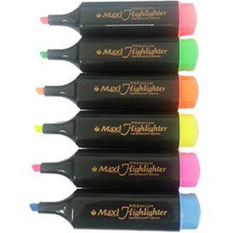Maxi Highlighter Pen-6 Color Assorted Pack Of 6 ColorWaves