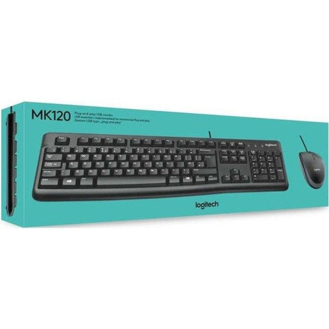 Logitech MK120 - Wired / USB / Quiet Typing / Arb/Eng - Keyboard & Mouse Combo Logitech