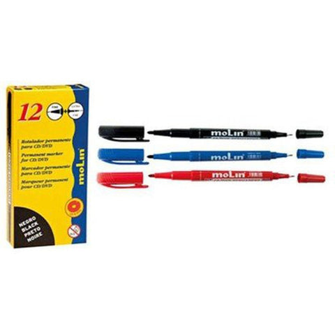 Molin Box Of 12 Double Nib Cd/Dvd Marker ColorWaves