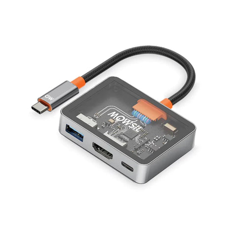 Mowsil USB-C to HDMI Multiport Adapter – 4K@60Hz, USB-A 5Gbps & 100W PD, Zinc Alloy 3-in-1 Dock for MacBook Mowsil