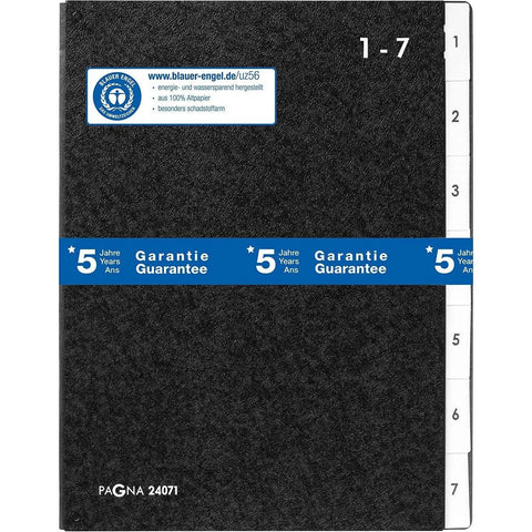 Pagna 24071-04 Desk Organizer 1-7 Numbered Tabs 7 Parts Hard Cardboard Black ColorWaves