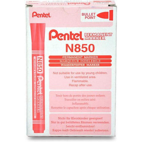Pentel N850 Permanent Marker Bullet Tip 12Pcs/Pkt ColorWaves