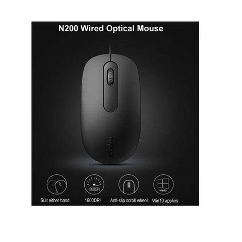 Rapoo N200 Wired Optical Mouse Black ColorWaves