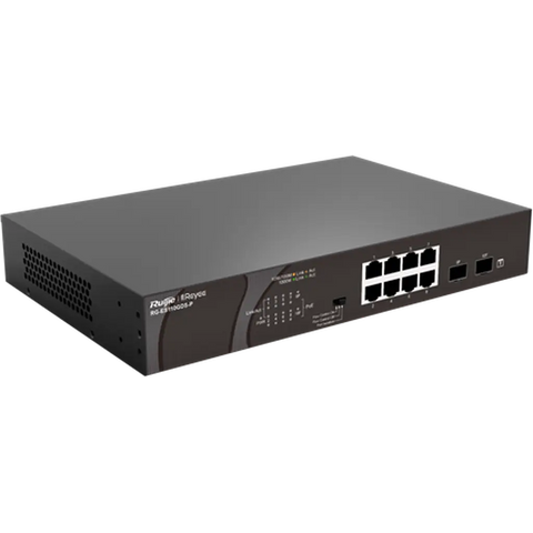 Reyee 8-Port 10/100/1000Mbps Unmanaged Poe + 2 Sfp Ports Switch Rg-Es110Gds-P Ruijie