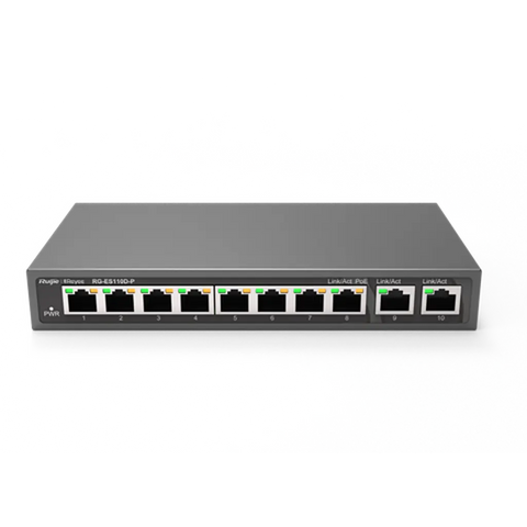 Reyee 8-Port 10/100Mbps Desktop Unmanaged Poe Switch Rg-Es110D-P Ruijie