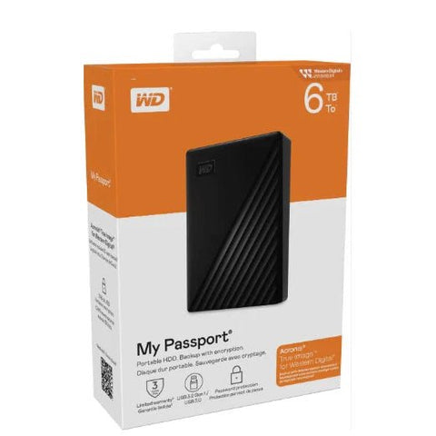 WD My Passport 6TB Portable Hard Drive USB 3.0 WDBR9S0060BBK-WESN Black ColorWaves