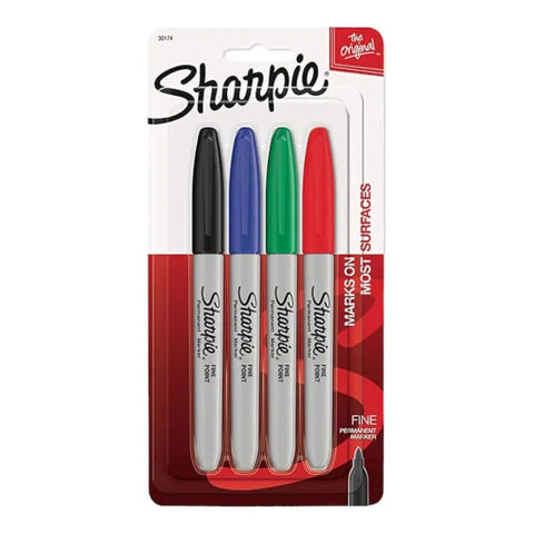 Sharpie Permanent Marker Set 4 Color Pack Fine Tip ColorWaves