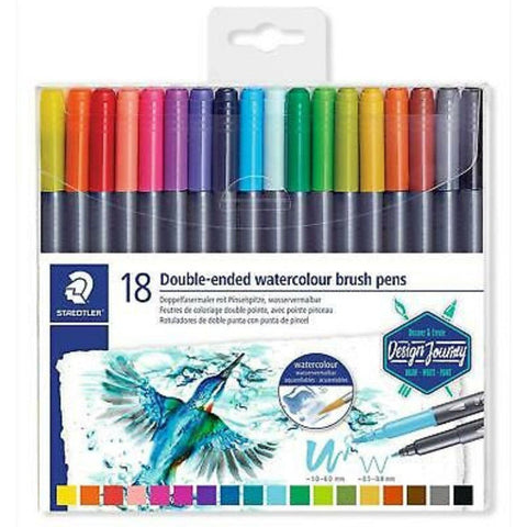 Staedtler Double Ended Watercolour Brush Pens 18 ColorWaves