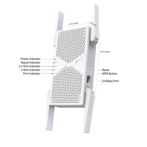 TP-Link RE405BE BE6500 Dual-Band WiFi 7 Range Extender, 2.5GE TP-Link
