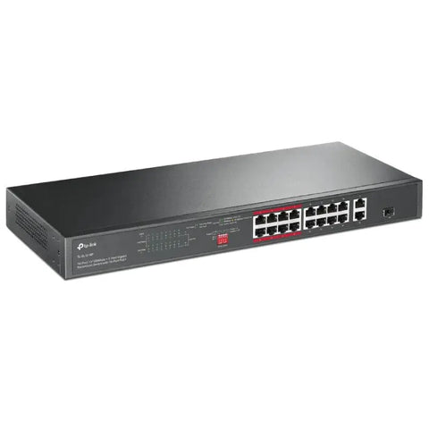 TP-Link (TL-SL1218P) 16-Port 10/100 Mbps + 2-Port Gigabit Rackmount Switch with 16-Port PoE+ - 7.2Gbps / LAN TP-Link