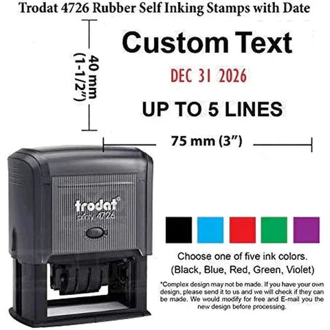 Trodat 4727 Customized Dater Stamp 60X40Mm (2 Colours) ColorWaves
