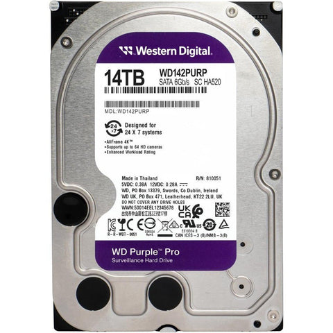 Western Digital 14TB WD Purple Pro Surveillance Internal Hard Drive HDD - SATA 6 Gb/s, 512 MB Cache, 3.5" - WD142PURP Western Digital