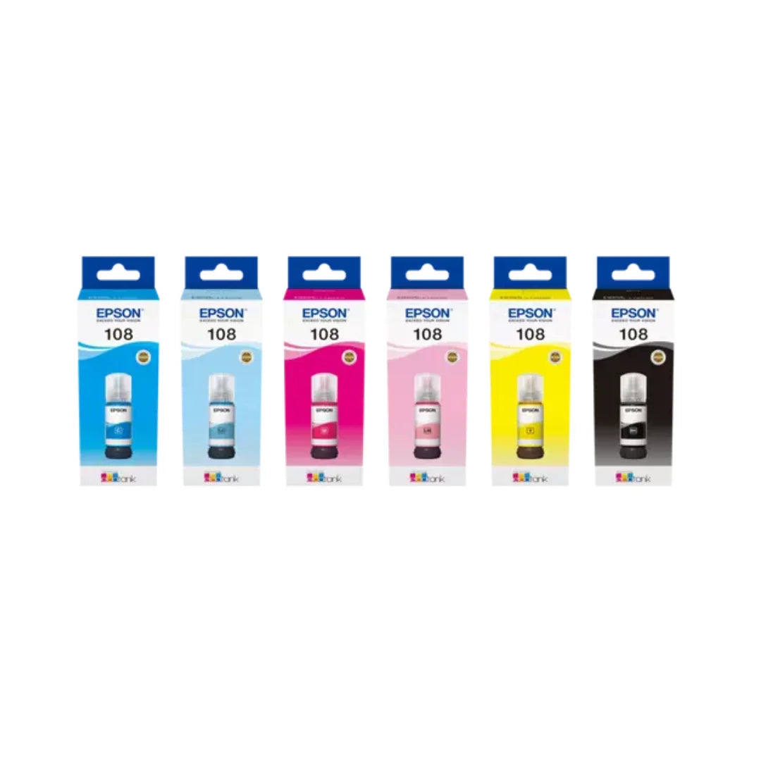 Epson 108 EcoTank Inks 6-Color set for Epson L18050 L8050 Printers Epson