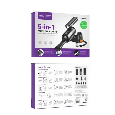 Hoco Cool 5-in-1 Multifunctional Vacuum Cleaner & Air Pump - Black (DPH05) Hoco