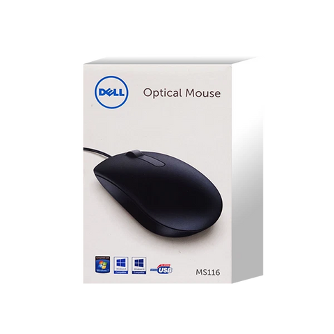 Dell MS116 Optical USB Mouse - 1000dpi / Optical / Wired / USB / Black - Mouse Dell