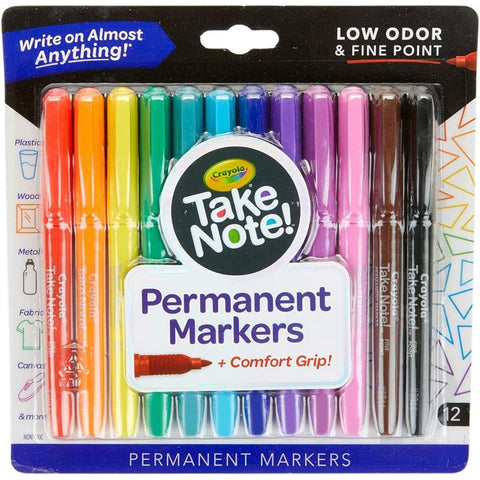 12 CT TAKE NOTE PERMANENT MARKERS - WRITE ON ALMOST ANYTHING ColorWaves