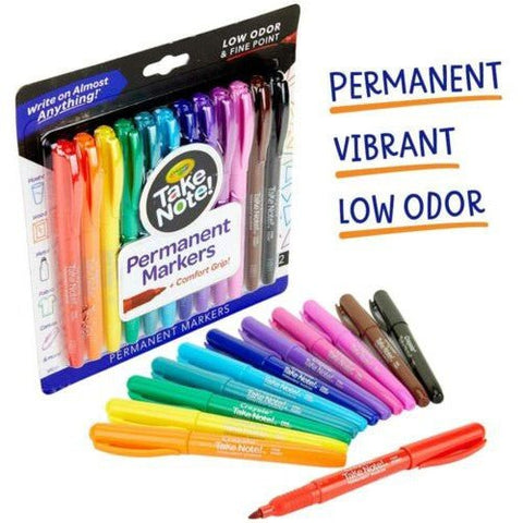 12 CT TAKE NOTE PERMANENT MARKERS - WRITE ON ALMOST ANYTHING ColorWaves